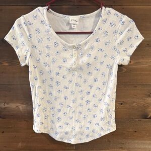 art class White and Blue Floral Kids Tee